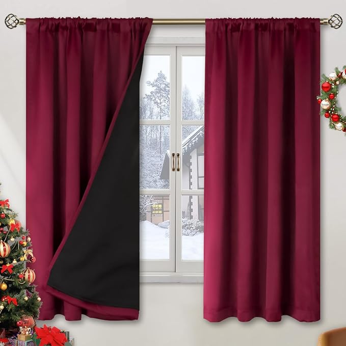 BGment Christmas Red 100% Blackout Curtains by BGment
