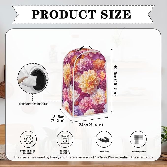 Bright Floral Blender Dust Cover Toaster Cover Boho Mandala Floral 2 Slice - Image 4