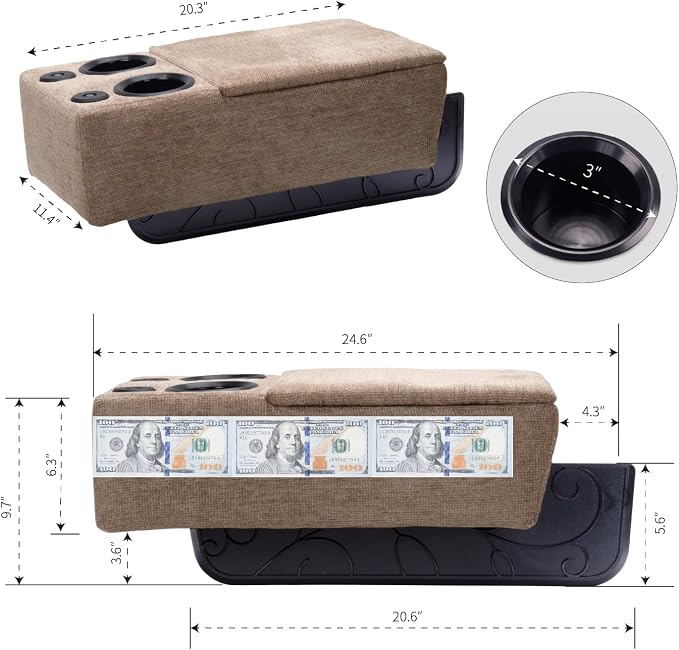 Removable Sofa Armrest with Cup Holder, PU Leather Multifunctional Couch Caddy - Image 2