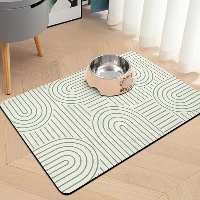 Pet Food Mats for Floor, Absorbent Dog Mat for Food and Water Dispenser Mat by Unknown