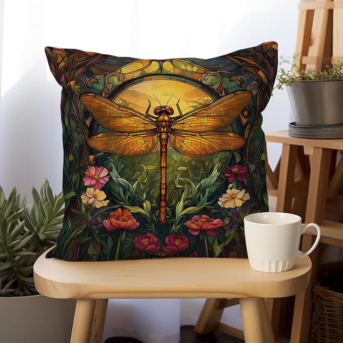 YOU FOUND ME William Morris Abstract Vintage Floral Dragonfly Design Throw - Image 4