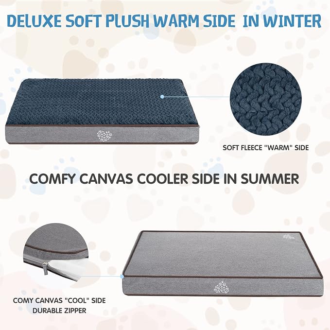 VANKEAN Dog Bed Soft Crate Pad Mat Reversible Cool & Warm, Washable Comfy - Image 3