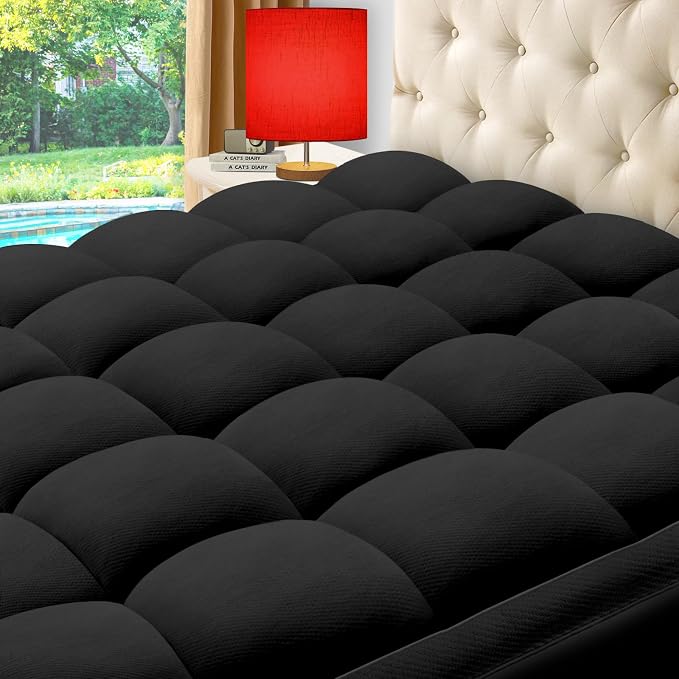 ELEMUSE Full Black Cooling Bamboo Viscose Mattress Topper by ELEMUSE