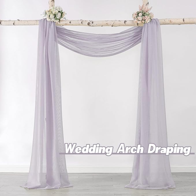 DONREN Lavender Purple Luxury Semi Sheer Window Scarf - Image 2
