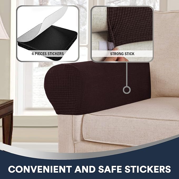Stretch Sofa Arm Covers Spandex Jacquard Anti-Slip Couch Arm Covers - Image 5