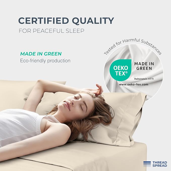 THREAD SPREAD 100% Egyptian Cotton King Size Sheets Set - Image 6
