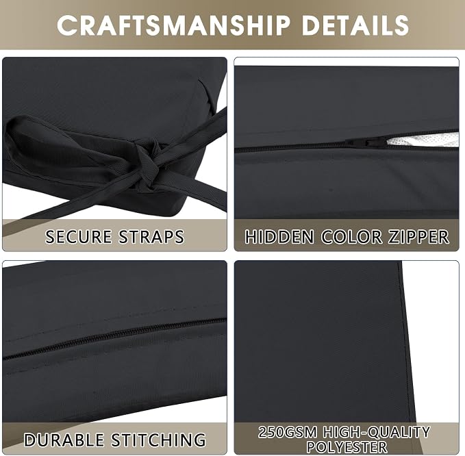Outdoor Seat Cushion Set 19 x 19 In, Water-Resistant & Fade-Resistan, Patio - Image 6