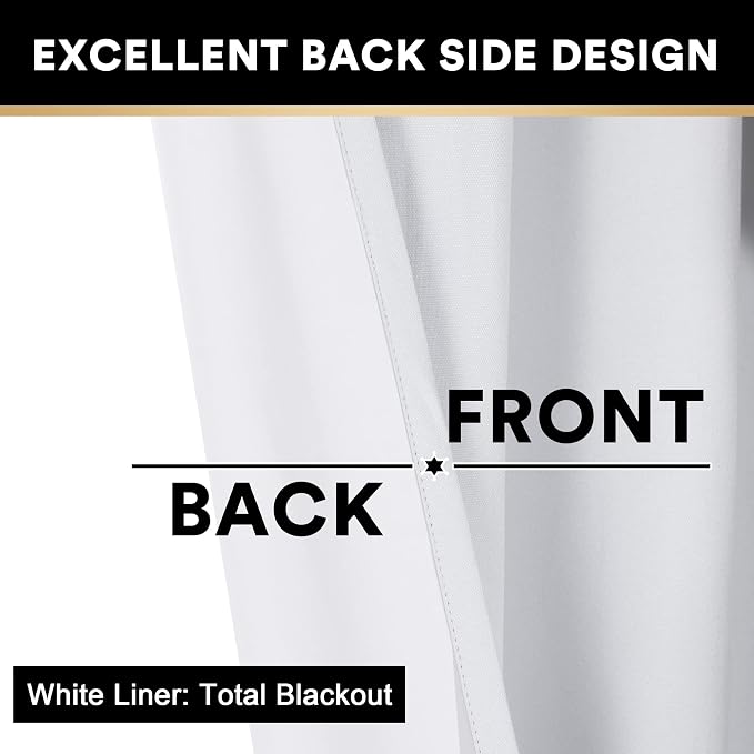 PrinceDeco Blackout Curtains for Bedroom/Living Room Light Blocking White - Image 5