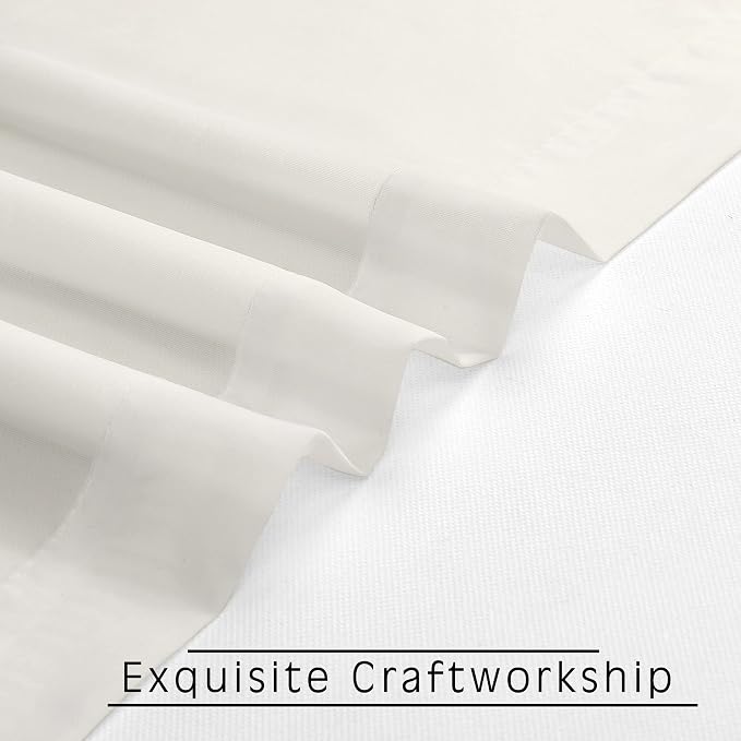 OVZME Sheer Curtains Ivory 45 inches Long Kitchen Curtains, Rod Pocket Clean - Image 5
