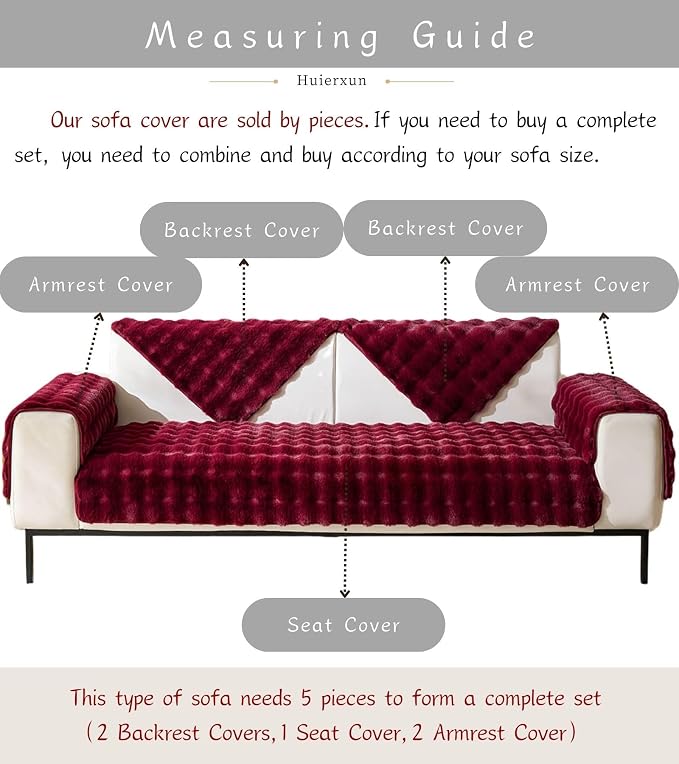 Christmas Faux Fur Armrest Cover Backrest Cover Fuzzy Plush Thick Bubble Sofa - Image 3
