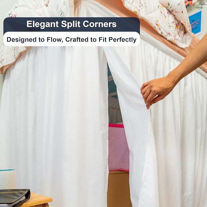 Cottington Lane Extra Long Ruffled College Dorm Bed Skirt 36 Inch Drop - Image 5