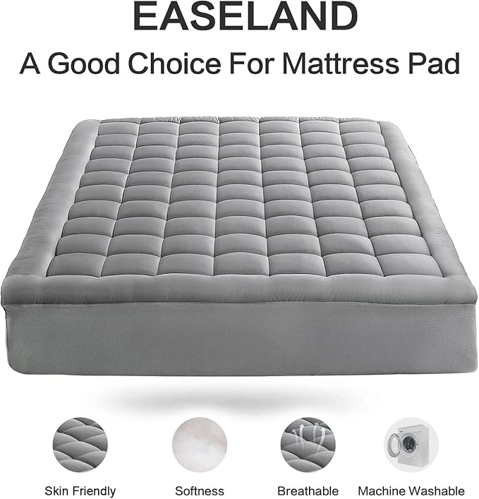 EASELAND Twin XL Mattress Pad Pillow Top Mattress Cover Quilted Fitted Mattress - Image 2