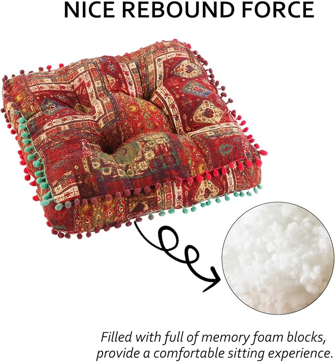 Bohemian Seat Cushion，Indoor & Outdoor 16.5" x 16.5" Seating Cushion - Image 4