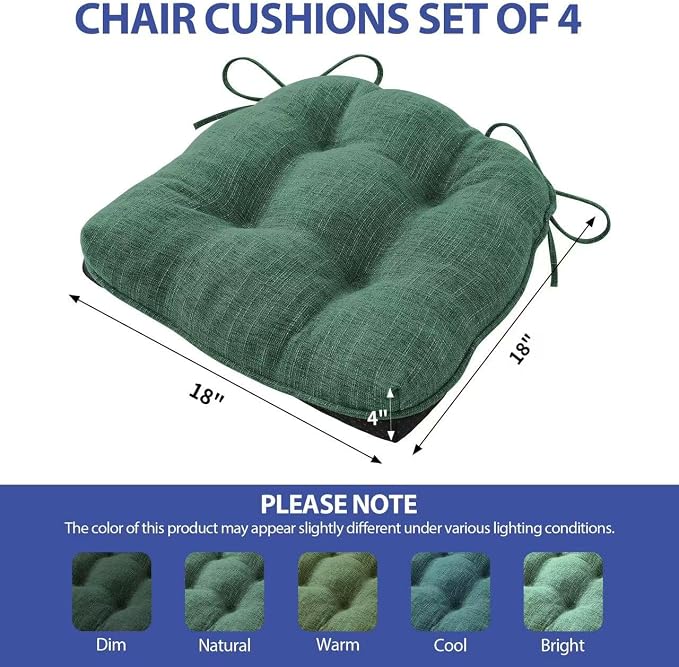 Chair Cushions for Dining Chairs Set of 4, Kitchen Chair Cushions, Chair Pads - Image 2
