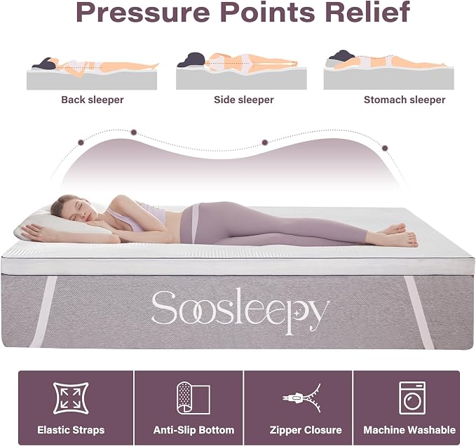 3 Inch Memory Foam Mattress Topper Twin Size Ventilated Breathable Cooling - Image 5