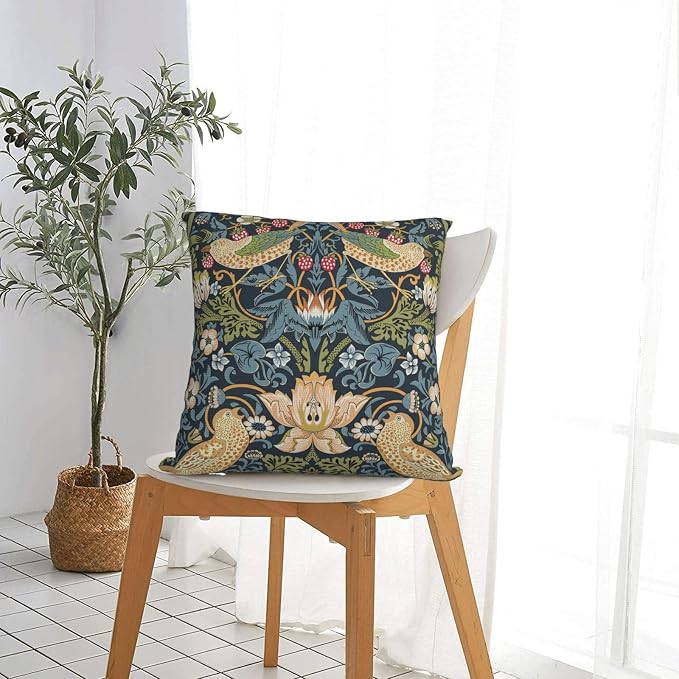 William Morris Vintage Floral Bird Strawberry Thief 20x20 inches Pillow Cover - Image 4