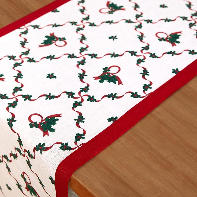 Solino Home 100% Pure Linen Christmas Table Runner 90 Inches Long - Image 8