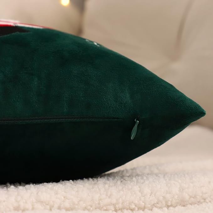 LUOYEHK Christmas Snowman Pillow Covers 18x18 Set of 2 Velvet Green Pillow - Image 6