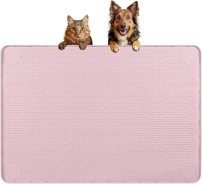 Dog Food Mat, Extra Large 34" x 22" Silicone Pet Feeding Mat by Bartuke