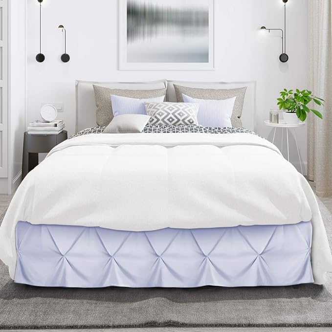 Nestl Ice Blue Bed Skirt King Size, Pinch Pleat King Bed Skirt, Hotel Quality - Image 2