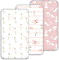 Nap Mat Sheet 47"x24", 3 Pack Pink Floral Baby Crib Sheets Fitted Elastic by CivaruaKids