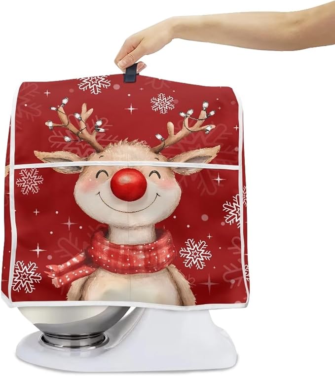 Christmas Reindeer Stand Mixer Cover 6-8 Quart Kitchen Mixer Cover Washable - Image 4
