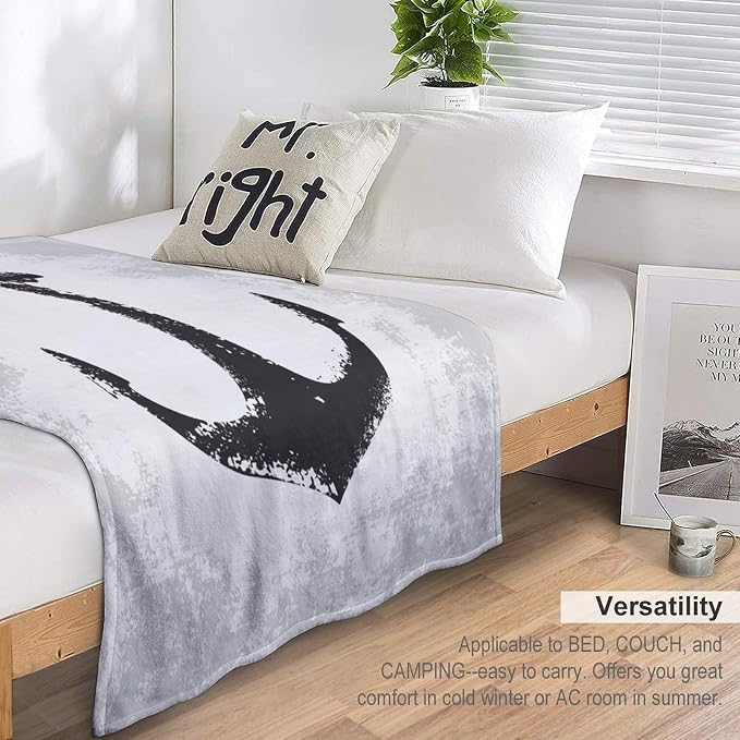 Nautical Anchor Blanket Modern Abstract Light Grey Black Anchor Art Print Soft - Image 3