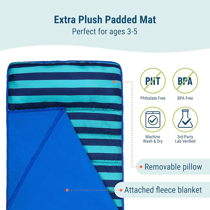 Wildkin 43-inch Kids Nap Mat – Soft Microfiber Toddler Sleeping Mat - Image 2