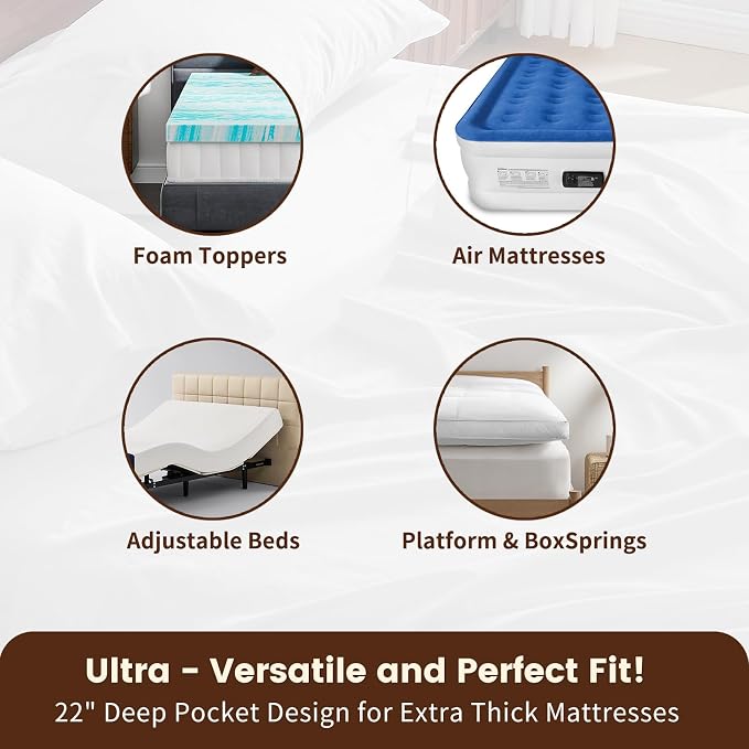 100% Linen Sheet Set Queen Size Extra Deep Pocket Fits 18-24 Inch Mattress - Image 3