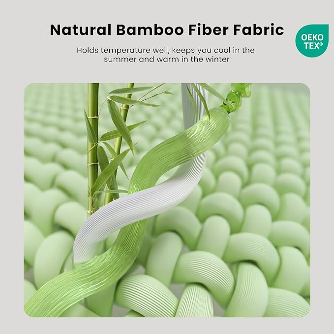 Bamboo Mattress Topper Twin XL Size 2 Inch, Cooling Gel & Bamboo Charcoal - Image 4