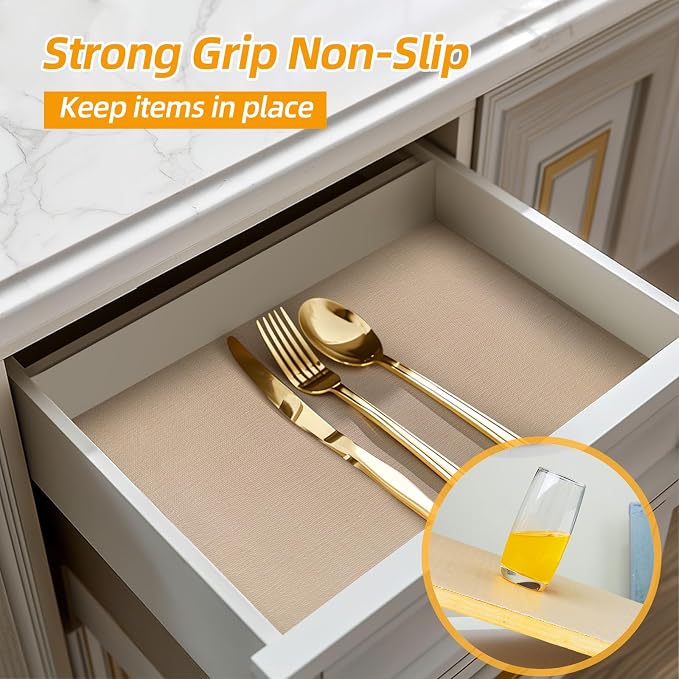 Shelf and Drawer Liner for Kitchen Cabinets Non-Adhesive, Strong Grip Non-Slip - Image 2