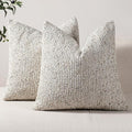 Striped Throw Pillow Covers 18x18 Set of 2 Cream Grey Textured Boucle Chic by DEZENE