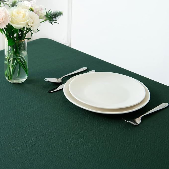 maxmill Faux Linen Textured Rectangle Tablecloth Water Resistant Wrinkle Free - Image 3