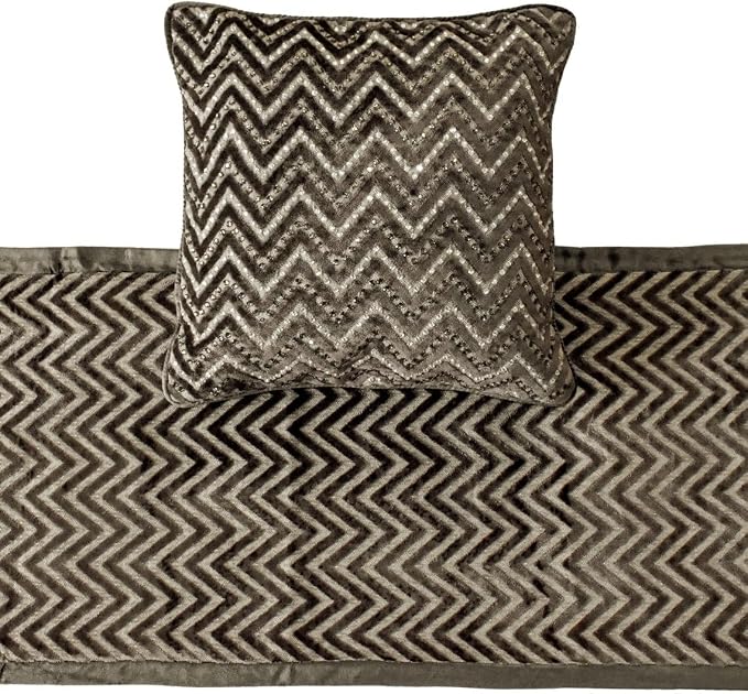 The HomeCentric King Queen Twin Grey Decorative Twin 53"x18" Bed Runner - Image 3