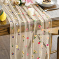 Artoid Mode Champagne Embroidery Daisy Gauze Table Runner 120 Inch 10FT by ArtoidMode
