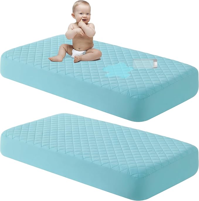 NTBAY 2 Pack Waterproof Crib Mattress Protector, Quilted 28"x52" Toddler Fitted by NTBAY