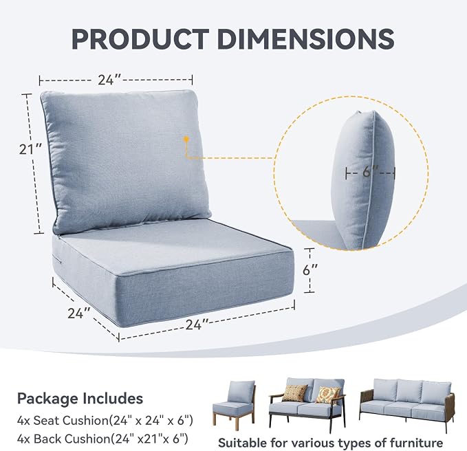 Outdoor Cushion Set for Furniture Patio Furniture, UV Resistant, Water Resistant - Image 2
