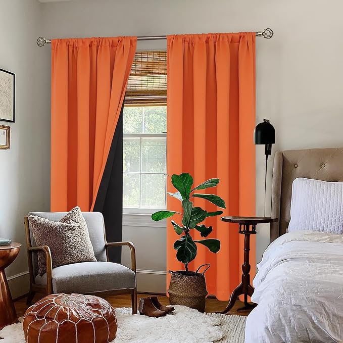 BGment Burnt Orange 100% Blackout Curtains - Image 2