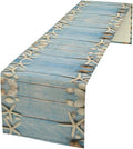 Summer Beach Starfish Table Runner Beach Seashells Blue Rustic Wood Printed by Unknown