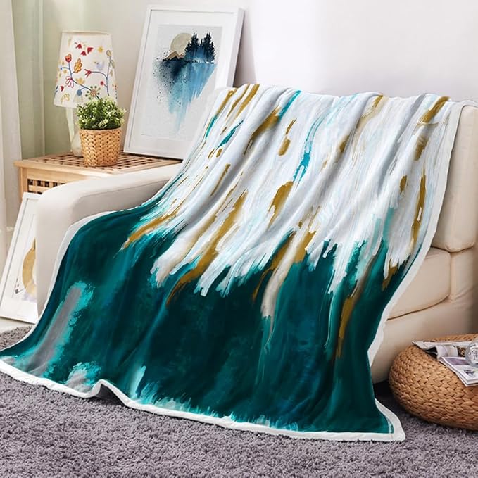 Abstract Ombre Throw Blankets, Modren Chic Art Oil Painting Cozy Warm Bed Couch by Uokiuki