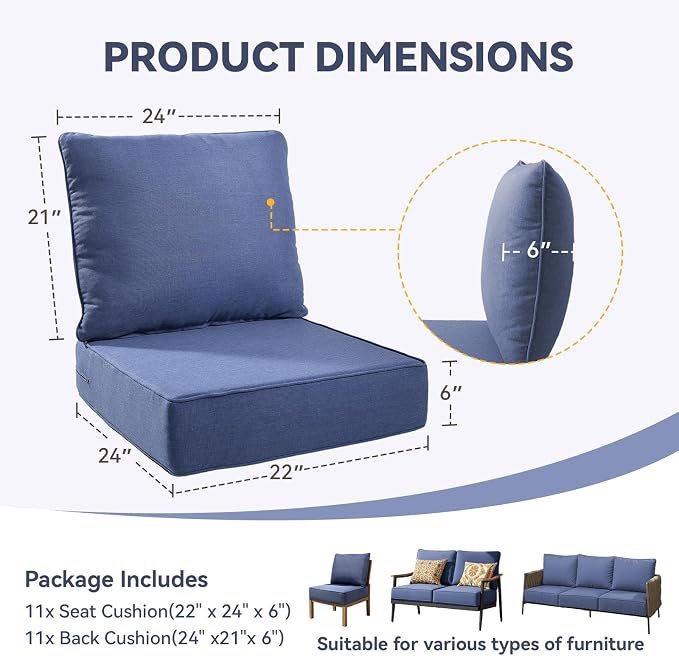 Outdoor Cushion Set for Furniture Patio Furniture, UV Resistant, Water Resistant - Image 2
