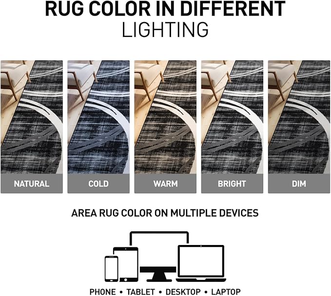 Rugshop Modern Wavy Circles Design Area Rug, Non-Shedding Carpet - Image 5