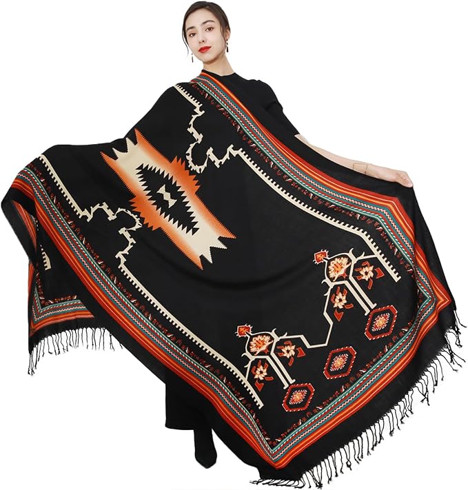DANA XU 100% Merino Wool Extra Large Pashmina Blanket Travel Scarf Cashmere Wrap by DANAXU