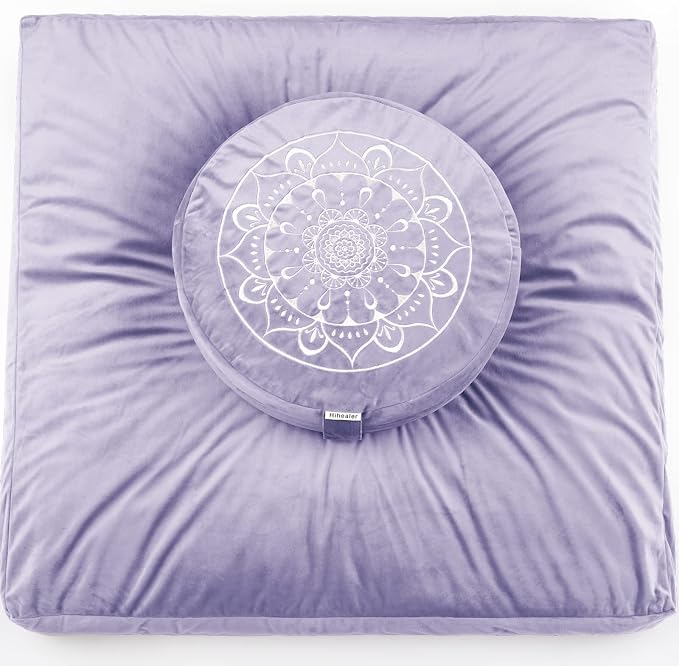 Hihealer Meditation Cushion, Traditional Tibetan Meditation Pillow Velvet Cover by HIhealer