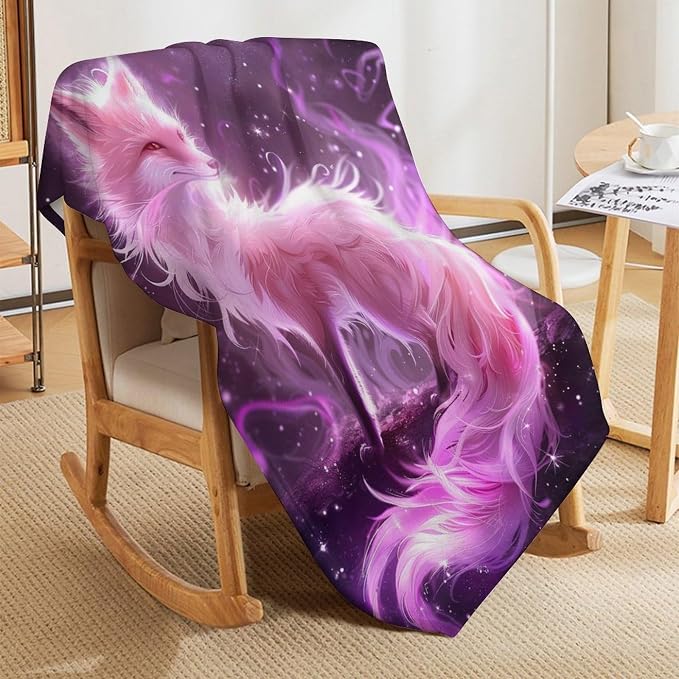 Pink Fox Throw Blanket Fox Blankets Gifts - Image 4