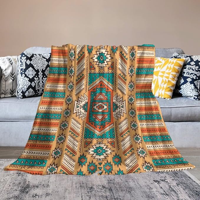 Aztec Throw Blanket, Tribal Navajo Print Native Blanket - Image 6
