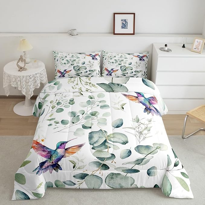 Erosebridal Cartoon Hummingbird Bedding Toddler Size Wildlife Bird Comforter Set - Image 2