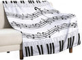 Music Blanket Black White Piano Keys Music Note Modern Abstract Art Print Soft by JADERYS