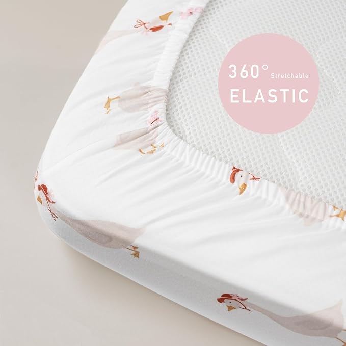 Nap Mat Sheet 47"x24", 3 Pack Pink Floral Baby Crib Sheets Fitted Elastic - Image 5