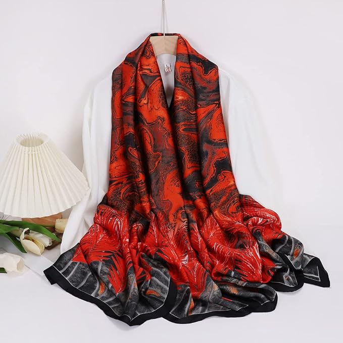 Fashion Scarves Scarf 100% Silk Feeling Scarf Silk Like Scarves Long - Image 5